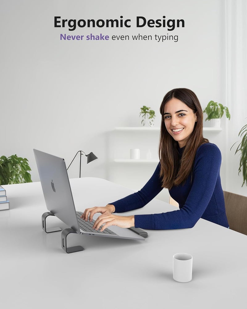 JCZT Aluminum Laptop Stand, Notebook Stand with Wrist Rest, Ergonomic Detachable Laptop Mount, Computer Stand Compatible with 10-17'' All Laptops Such as MacBook Air Pro/HP/Dell/Lenovo, Black - Image 4
